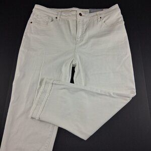 Chico's So Slimming Stacked Fray Girlfriend Crop Jeans Women's Size 14 Sea Salt